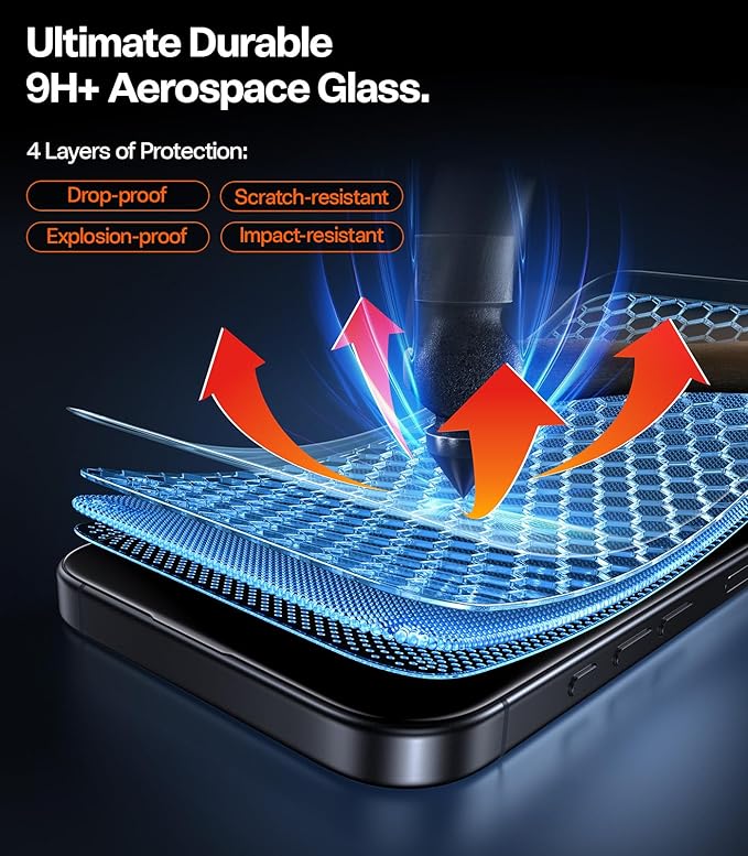 TORRAS OrigArmor for iPhone 17 Pro Max Screen Protector [100% Anti Reflection][3D Full Coverage Fit] Military-Grade Shatterproof 9H+ Tempered Glass Anti-Scratch Screen Protector 17 ProMax 6.9" 1-Pack - Image 6