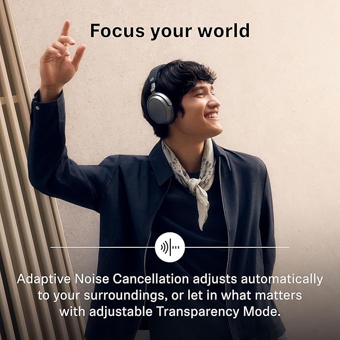 Sennheiser MOMENTUM 4 Wireless Noise Cancelling Headphones - Bluetooth Headset for Crystal-Clear Calls, Adaptive Noise Cancellation, Over-Ear Headphones, 60h Battery Life, Folding Design, Black/Copper - Image 3