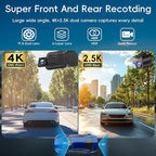 Mirror Dual Dash Camera for Car, Dashcam 4K Front 2.5K IMX335 Rear View/ADAS BSD LCA Wi-Fi&APP WDR Night Vision G-Sensor Loop Recording Parking Monitor 64GB Card - Image 2