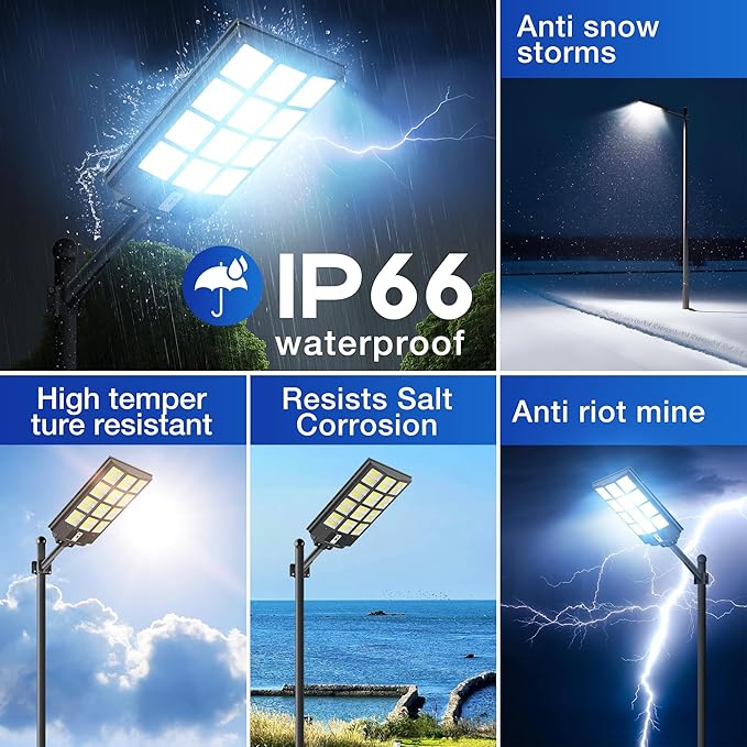 OKPRO Solar Lights Outdoor Waterproof, 8000W Solar Street Light with Motion Sensor, 7000K Dusk to Dawn Security Flood Lights IP66, Commercial Outdoor Lighting for Parking Lot, Yard, Driveway, Farm - Image 4