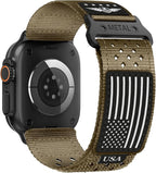 Rugged Nylon Bands for Apple Watch Ultra 2 Band 49mm 46mm 45mm 44mm 42mm(S3/2/1) Men,Breathable Holes Sport Strap With US Flag Wristband for iWatch band Ultra 3/2/1 Series 11 10 9 8 7 6 5 4 3 SE3/2/1 by BXUXOHS
