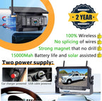 RV Backup Camera Wireless Install-Free 2-Cameras: Magnetic Shockproof with 2 Iron Brackets 7 Inch Rear View Camera for Trailer Truck - Solar Reverse Camera Recording Stable Signal - AMTIFO A9 - Image 2