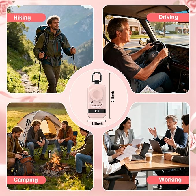 5W Fast Portable Charger for Apple Watch, 2500mAh iWatch Charger for Apple Watch Series 11 1-10/Ultra 3 1-2/SE 3 1-2, Mothers Gifts for Mom from Son Daughter (Pink-Mom) - Image 8