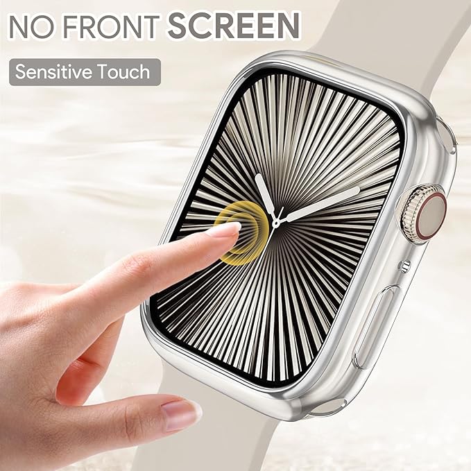 JR.DM 44mm Soft Flexible TPU Case Compatible for Apple Watch Series 6/5/4/SE Touchable Screen Lightweight Anti-Scratch All-Around Protector Thin Guard Shockproof Cover Shiny Bumper for iWatch, Clear - Image 3
