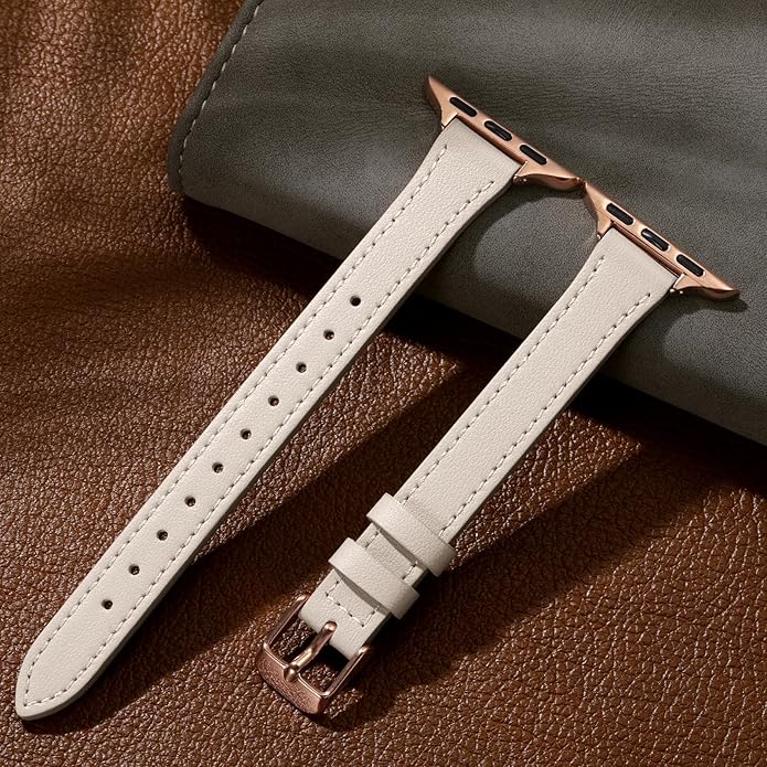 Charlam Slim Leather Band Compatible with Apple Watch Bands for Women 40mm 38mm 41mm 42mm 44mm 45mm 46mm, Top Grain Genuine Leather Strap Thin Wristband for iWatch Series 11 10 SE 9 8 7 6 5 4 3 2 1 - Image 5
