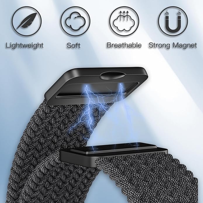 Magnetic Nylon Braided Band Compatible for Apple Watch Ultra2 Ultra 49mm 46mm 45mm 44mm 42mm 41mm 40mm 38mm Women Men ,Adjustable Elastic Sport Strap for iWatch Series10/9/8/7/6/5/4/3/2/1 SE - Image 4