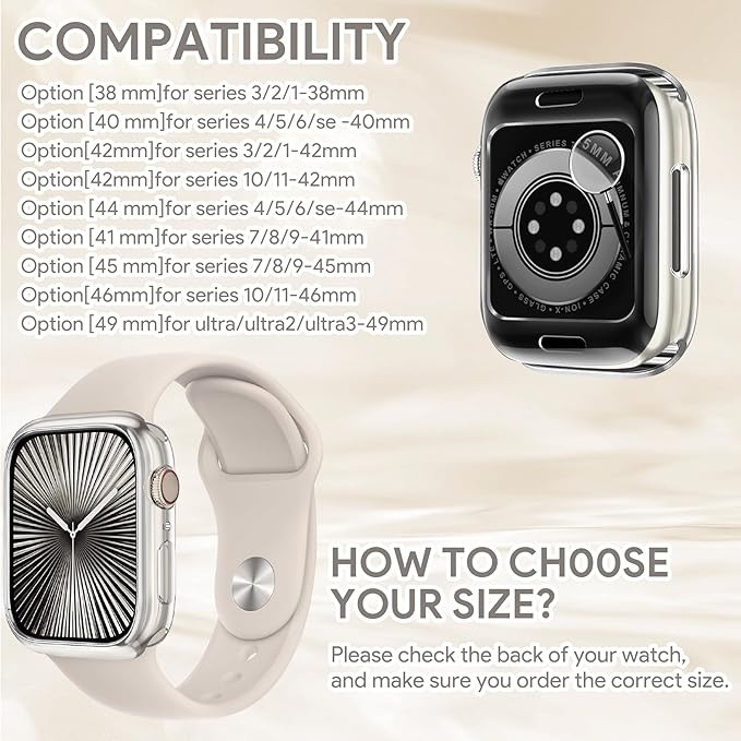 JR.DM Soft Flexible TPU Case Compatible for Apple Watch Series 11 (2025) Series 10 46mm Touchable Screen Lightweight All-Around Protector Thin Guard Shockproof Cover Shiny Bumper for iWatch, Silver - Image 7