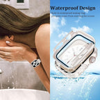 QCKANLJ 2 Pack Waterproof Case Compatible with Apple Watch 40mm SE3/SE2/SE/6/5/4 with Tempered Glass Screen Protector, Full Protective Hard PC Face Cover for iWatch 40 mm Starlight*2 - Image 2