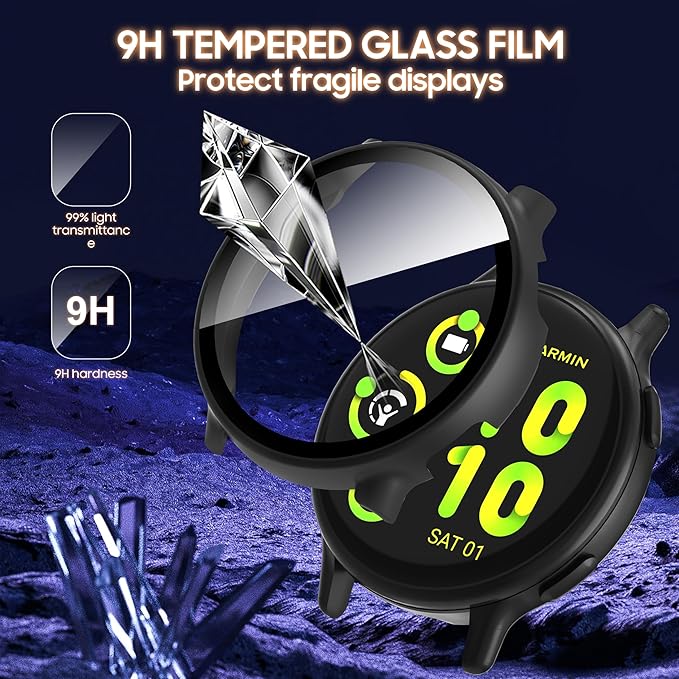 3 Pack for Garmin Vivoactive 5 Cases with 9H Tempered Glass Screen Protector Cover Touch Sensitive,Scratch Resistant,Ultra-Thin Hard PC Case for Garmin Vivoactive 5 - Image 4