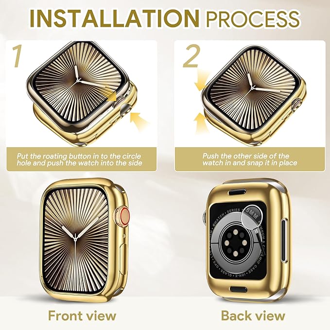 JR.DM 41mm Soft Flexible TPU Case Compatible for Apple Watch Series 9/8/7 Touchable Screen Lightweight Anti-Scratch All-Around Protector Thin Guard Shockproof Cover Shiny Bumper for iWatch, Gold - Image 9