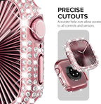 KADES Bling Case Compatible for Apple Watch Series 9/8/7 41mm, Sparkly Full Diamond Protective PC Bumper Cover, Rhinestone Frame for Women, 41mm-Pink - Image 3