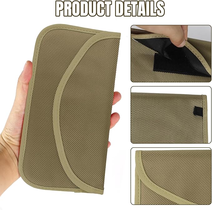 2PCS Faraday Bag for Phones and Car Keys, Keyless Entry RFID Signal Blocking Bag Key Fob Protector, Anti-Theft Faraday Pouch for Cell Phone Privacy Protection, Signal Shielding (Khaki) - Image 5