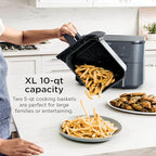 Ninja Foodi Air Fryer w/Smart Cook Thermometer | 6-in-1 Air Fry, Roast, Bake, Dehydrate & More | DualZone™ Match Cook & Smart Finish, 2 Independent Baskets | XL 10 Qt, Stainless Steel | Grey,DZ550GY - Image 6