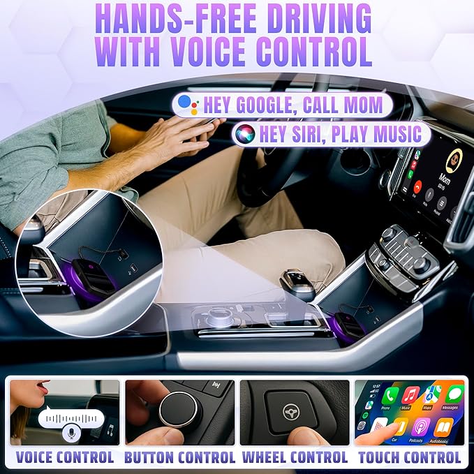 2 in 1 Wireless CarPlay Adapter for iPhone & Android - 2025 Edition Easy Plug & Play Setup, Auto-Reconnect, WiFi & Bluetooth CarPlay Adapter for iPhone | iOS 10+/Android 11+ | Fast, Stable Connection - Image 9