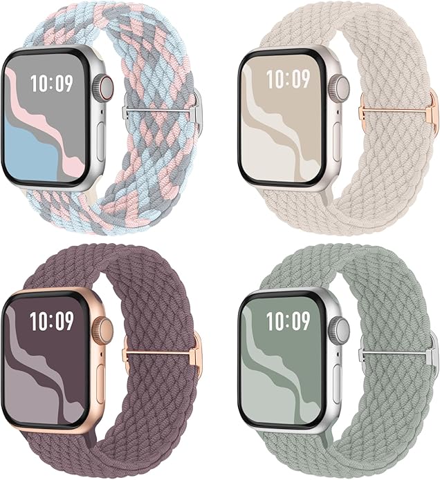 Braided Stretchy Solo Loop Compatible for Apple Watch Band 38mm 40mm 41mm 42mm 44mm 45mm 46mm 49mm for Women Men, Nylon Elastic Straps Wristbands for iWatch Series 11/10 9 8 7 6 5 4 3 SE/Ultra 3 2 1 by Suitisbest