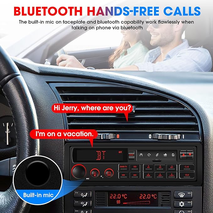 Single Din Retro Car Radio: European Style Stereo for Classic Vehicles - Bluetooth FM AM USB SD AUX USB-C Fast Charge 4-CHN 2 Subwoofer Outputs SWC - Image 2