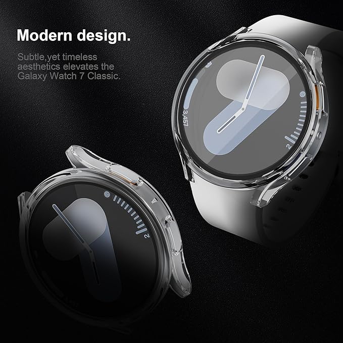2 Pack Case With Tempered Glass for Samsung Galaxy Watch 7 Screen Protector 44mm Men Women,Hard PC Overall Protection Anti-Slip Scratch-Resistant Cover for Samsung Galaxy Watch 7 Case 44mm Accessories - Image 5