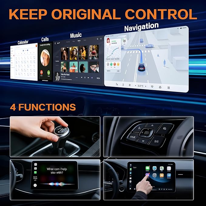 2026 Wireless CarPlay Adapter for iPhone,2 in 1 for Apple Carplay and Android Auto Adapter,Mini carplay Wireless Adapter Convert Wired to Wireless, Plug & Play, USB to USB-C/Type-C (Orange) - Image 7