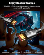 Highwings 8K Fiber Optic Long HDMI Cable 150FT, 48Gbps HDMI 2.1 Ultra High Speed HDMI Cord Braided -8K@60Hz 4K@120Hz Dynamic HDR/eARC/HDCP 2.2&2.3/3D, Compatible for PS5/Monitor/Projector/DVD Player - Image 5