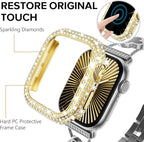 KADES Bling Case Compatible for Apple Watch Series 3/2/1 42mm, Sparkly Full Diamond Protective PC Bumper Cover, Rhinestone Frame for Women, 42mm-Gold - Image 7