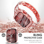 Surace Compatible with Apple Watch Series 11 Series 10 Case, 300 Crystal Diamonds with Screen Protector Overall Protective Case Face Cover Bling Bumper Case for Apple Watch 10 11 46mm, Red - Image 4