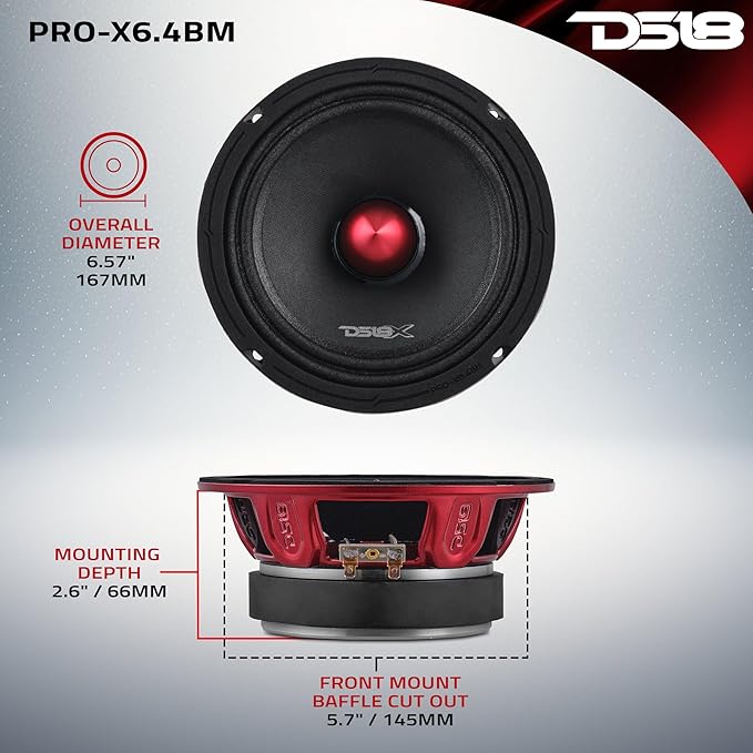 DS18 PRO-X6.4BM 6.5” Mid-Range Loudspeaker with Bullet 250 Watts RMS 4-Ohm (Renewed) - Image 4