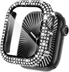 KADES Compatible with Apple Watch Series 11 10 42mm, Bling Full Diamond Rhinestone Protective Case with Built-in Screen Protector, Sparkling iWatch Protective Bumper Cover, Black by KADES