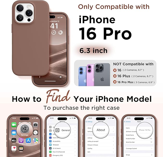 GolbinBox Magnetic for iPhone 16 Pro Case, Compatible with MagSafe, [Soft Anti-Scratch Microfiber Lining], Liquid Silicone Shockproof Protective Phone Case for iPhone 16 Pro 6.3", Brown - Image 2