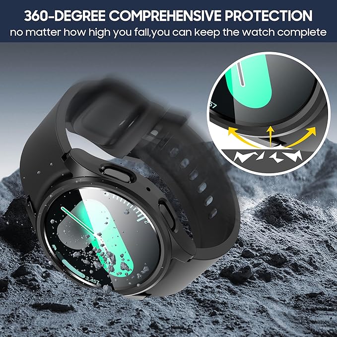 Suoman 5+5 Pack for Samsung Galaxy Watch 7 40mm Case, [Anti-Scratch] 9H Tempered Glass Screen Protector+All-Round PC Matte Protective Cover Bumper - Image 3