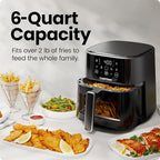 Chefman Air Fryer – 6 QT Compact Airfryer for Quick & Easy Meals, Features Hi-Fry Technology for Extra Crisp, Easy-View Window, Touch Controls with 4 Presets, Nonstick & Dishwasher Safe Basket - Black - Image 3