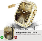 KADES Bling Case Compatible for Apple Watch Series 11/10 46mm, Sparkly Full Diamond Protective PC Bumper Cover, Rhinestone Frame for Women, 46mm-Gold - Image 5