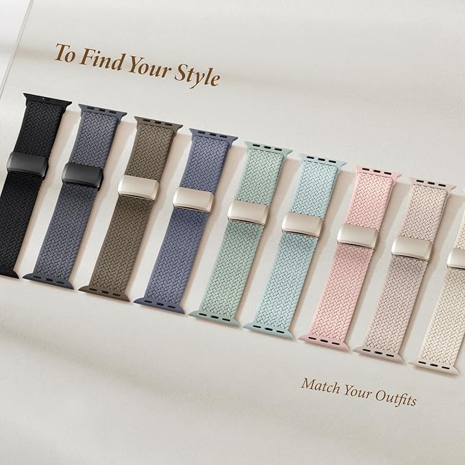 Braided Stretchy Bands with Magnetic Clasp Compatible for Apple Watch Band 38mm 40mm 41mm 42mm 44mm 45mm 46mm 49mm Women Men, Nylon Sport Solo Loop for iWatch Series 11 10 9 8 7 6 5 4 3 Ultra 3 2 1 SE - Image 4