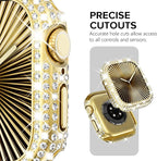 KADES Bling Case Compatible for Apple Watch Series 9/8/7 41mm, Sparkly Full Diamond Protective PC Bumper Cover, Rhinestone Frame for Women, 41mm-Gold - Image 3