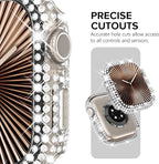 KADES Bling Case Compatible for Apple Watch Series 3/2/1 38mm, Sparkly Full Diamond Protective PC Bumper Cover, Rhinestone Frame for Women, 38mm-Clear - Image 3