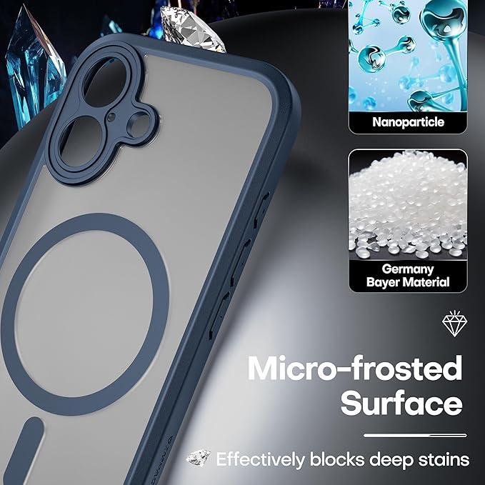 ImpactStrong Magnetic Guard Designed for iPhone 17 Case [Camera Protection] [Military Grade Drop Tested] [Compatible with MagSafe] Slim Translucent Matte Phone Case (6.3") - Navy Blue - Image 5