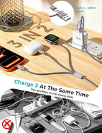 Travel Essentials for Apple Watch Charger,Cruise Vacation 2026 Camping Essentials,iPhone Charger,Multi Charging Cable,3 in 2 Charging Docks for iWatch Series 11-2/Ultra,iPhone 17-12,Car - Image 2