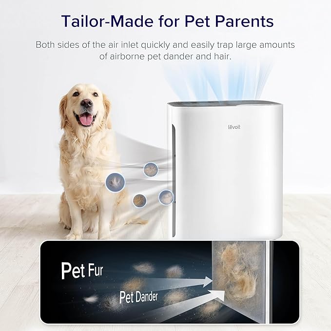 LEVOIT Air Purifier for Home Bedroom, Quiet Clean with Washable Pre-Filter for Dander, Smoke, Dust, Pollen, AHAM VERIFIED, Odor Eliminators for Medium Sized Rooms, Pet Hair Remover, Vital 100, White - Image 4
