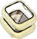 Surace 41mm Case Compatible with Apple Watch Series 9 Series 8 Series 7, 400 Diamonds with Screen Protector Bling Case Tempered Glass Protective Cover for Apple Watch 9 8 7 41mm, Gold by Surace