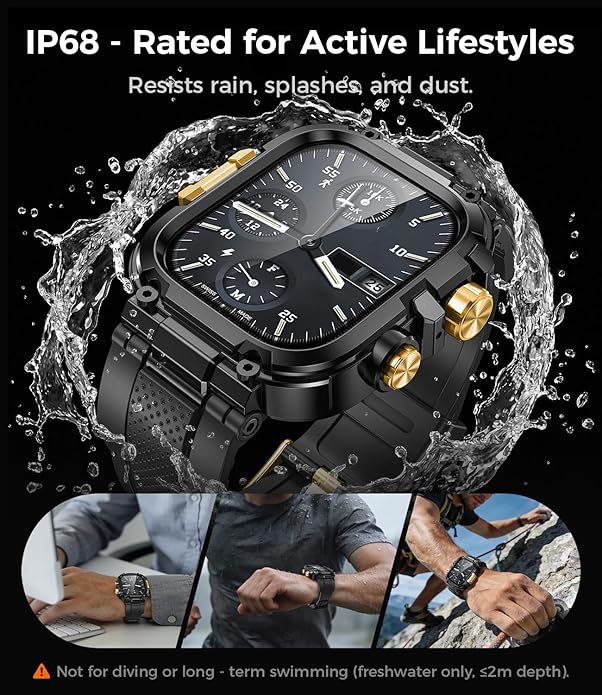 Goton IP68 Waterproof Rugged Band for Apple Watch 46mm/45mm/44mm with Case build-in Screen Protector – Heavy Duty Sport Strap Compatible with iWatch Series 11/10/9/8/7/6/5/4/SE - Image 2