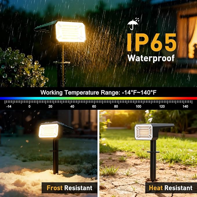 Solar Spot Lights Outdoor Waterproof IP65, [12 Pack/100 LED/4 Modes] Solar Landscape Spotlights, Auto On/Off High Lumens Spot Lights for Outside Yard Garden Pathway(Warm White) - Image 4