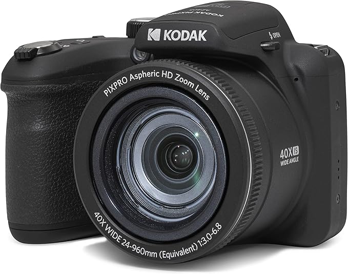 Kodak PIXPRO AZ405 Digital Camera, 40x Optical Zoom Bridge with 20MP Sensor, AA Batteries, OIS, 1080p Full HD Video, Black by Kodak