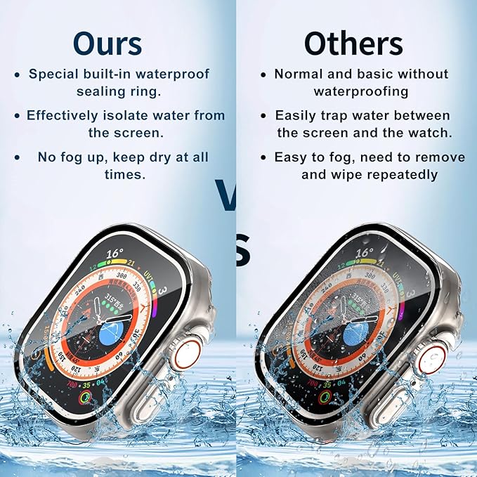 Waterproof Case for Apple Watch Ultra/Ultra 2 & 3 49mm,Built-in Tempered Glass Screen Protector,[Slim Guard PC Bumper] [Touch Sensitive] Full Protective Face Cover Compatible iWatch Accessories - Image 5