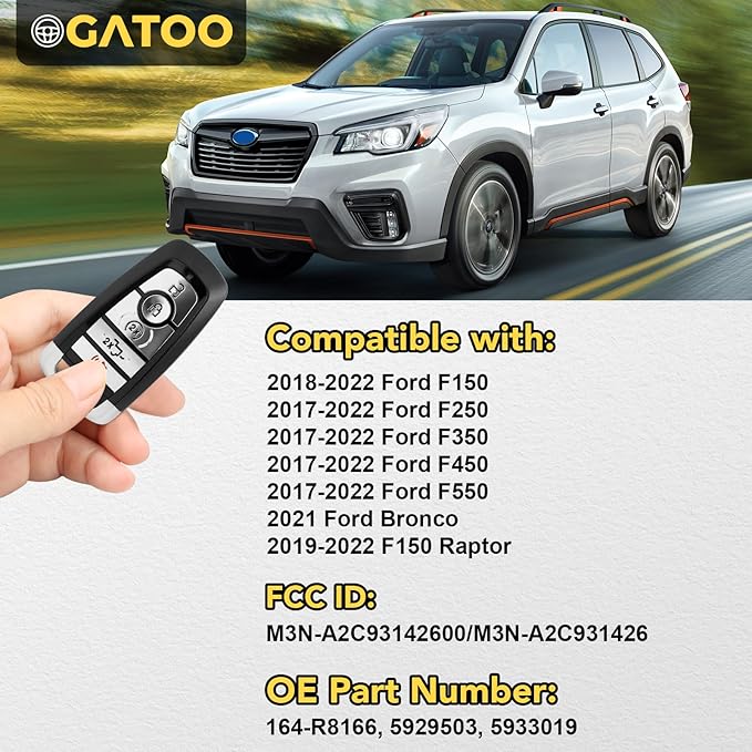 Smart Proximity Key Fob Keyless Entry Remote Control Fit for 2017 2018 2019 2020 2021 2022 Ford Ford F150 F250 F350 F450 F550 M3N-A2C931426 M3N-A2C93142600 - Image 3