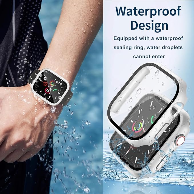 Waterproof Case for Apple Watch Series SE 3/SE 2/SE/Series 4 5 6 44mm Built-in Tempered Glass Screen Protector,[Slim Guard PC Bumper] [Touch Sensitive] Full Protective Face Cover Compatible iWatch - Image 4