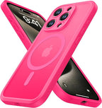 ImpactStrong Magnetic Guard Designed for iPhone 15 Pro Max Case [Camera Protection] [Military Grade Drop Tested] [Compatible with MagSafe] Slim Translucent Matte Phone Case (6.7") - Hot Pink by IMPACTSTRONG