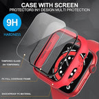 Suoman 2-Pack for Apple Watch Series 9/8/7/6/5/4/Series SE/SE 2 41mm All-Around Screen Protector Case, Tempered Glass Screen Protector Case Ultra-Thin for iWatch 41mm Protection Cover - Red - Image 3