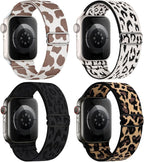 4 Pack Stretchy Solo Loop Compatible with Apple Watch Bands 38mm 40mm 41mm 42mm 44mm 45mm 46mm 49mm Women Men, Sport Nylon Elastic Straps Wristbands for iWatch Series 11 10 9 8 7 6 5 4 11 Ultra/SE 3 2 by CCnutri