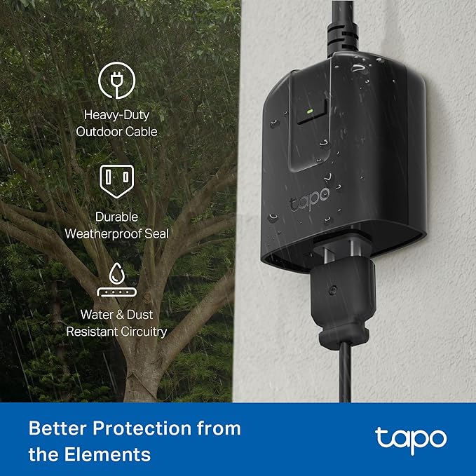 Tapo Outdoor Smart Dimmer Plug for Outdoor Lights, Matter, Energy Monitoring, App Control, IP65 Weather Resistant, Works with Siri, Alexa, Google, ETL Certified, 150WLED/CFL, 2.4GHZ WiFi Only, P430M - Image 4