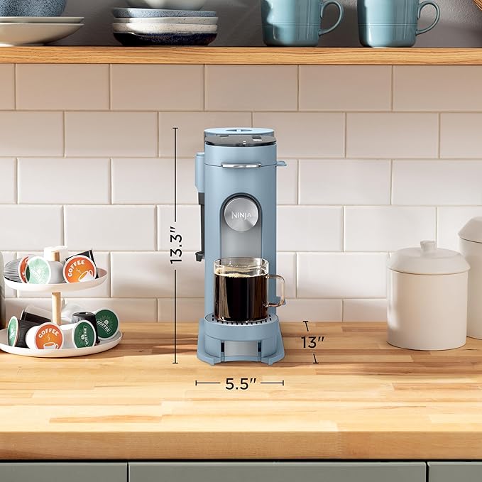 Ninja Pod & Grounds Specialty XL Single-Serve Coffee Maker, K-Cup Pod Compatible, Brews Grounds, Compact Design, Built-In Milk Frother, 68-oz. Reservoir, 6oz. Cup-24oz. Mug Sizes, Denim Blue, PB055ABL - Image 5