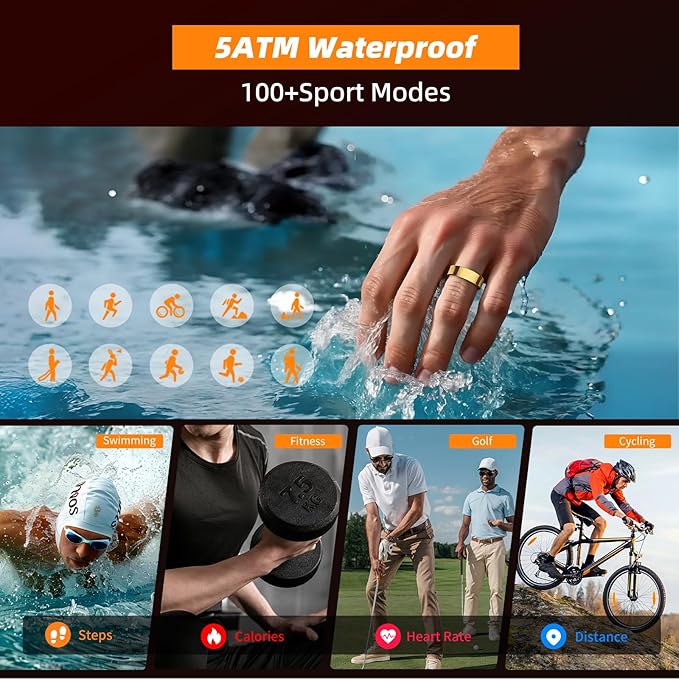 Smart Ring for Women Men, Fitness Tracker Ring with Body Temperature, Heart Rate, Blood Oxygen, Sleep Monitor, Calories, No Subscription Fee, IP68 Waterproof for iPhone & Android (Black, #11) - Image 4